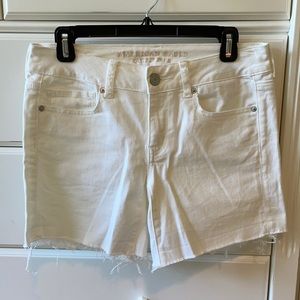 White cut off jean shorts